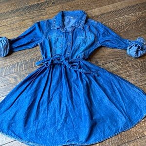 Justice denim dress with sequin collar